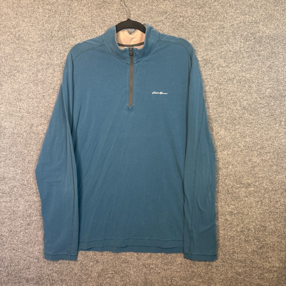 Eddie Bauer Shirt Mens Tall XL Blue Travex 1/4 Zip Free Dry Hike Camp‎ Gorpcore
